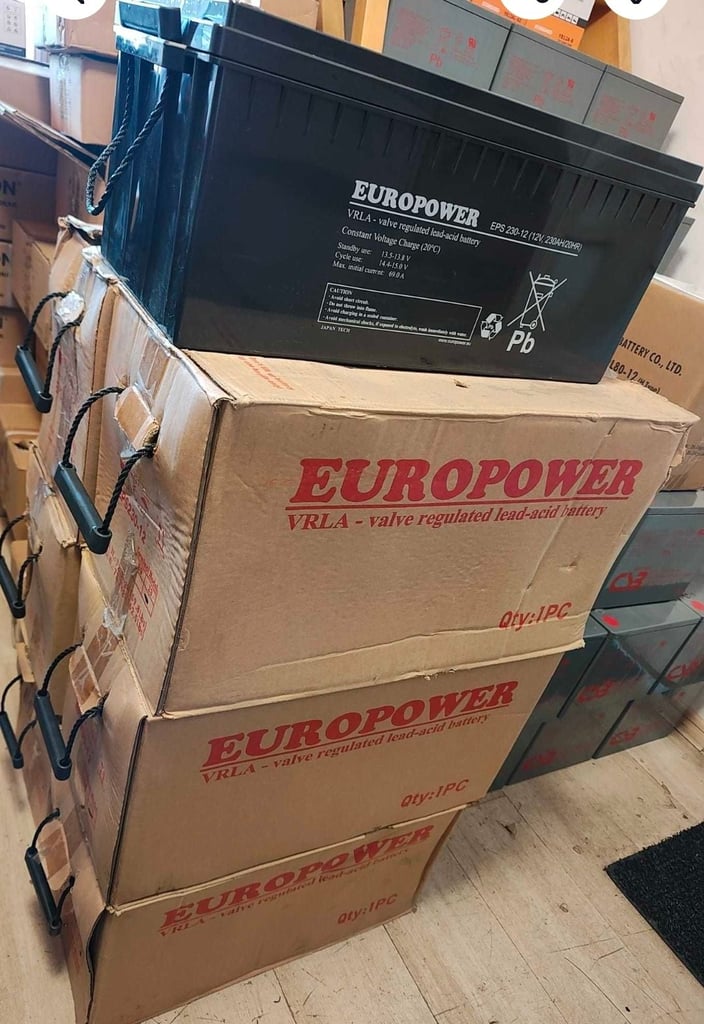 image for Pack of 5 EUROPOWER EPS 230-12 AGM 12V 230AH/20HR Campervan, Boat, Solar batteries 