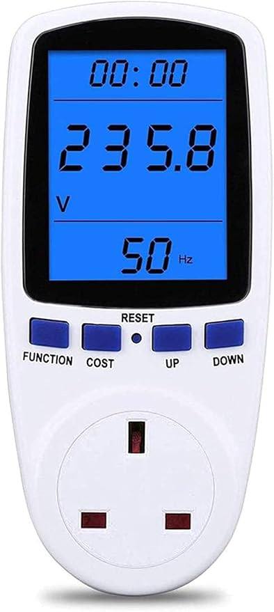 Power Meter Plug Energy Monitor – LCD Display, Updated Version (180° Viewing Angle)