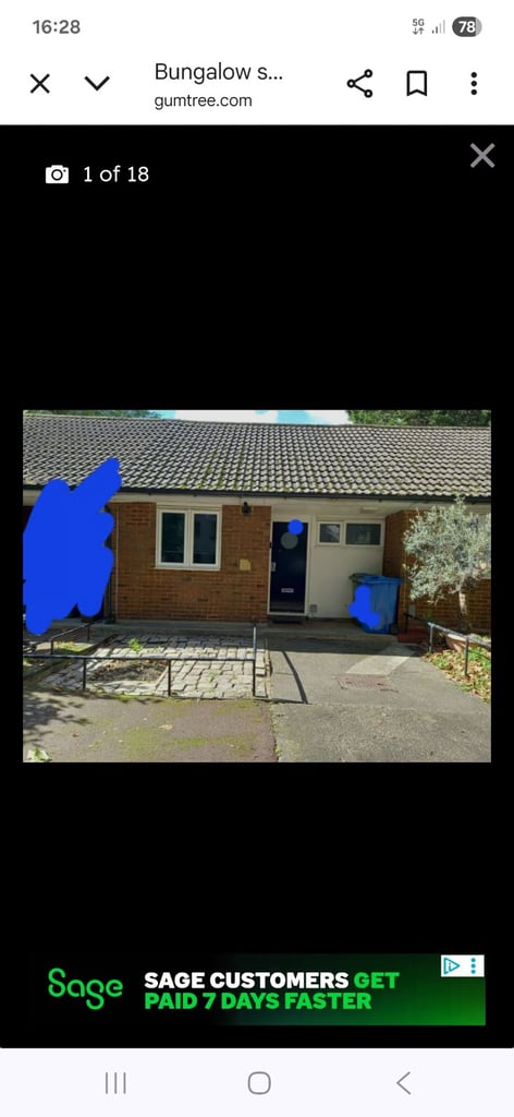 Studio bungalow flat to swap