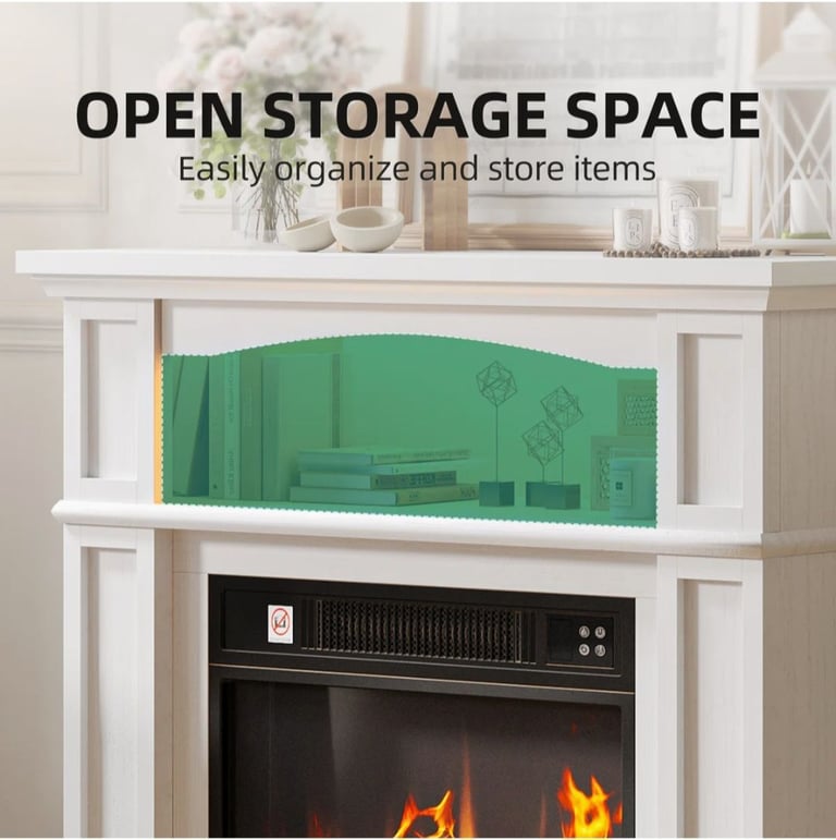 Russel Lark Manor Electric Fireplace with LED Storage Shelf