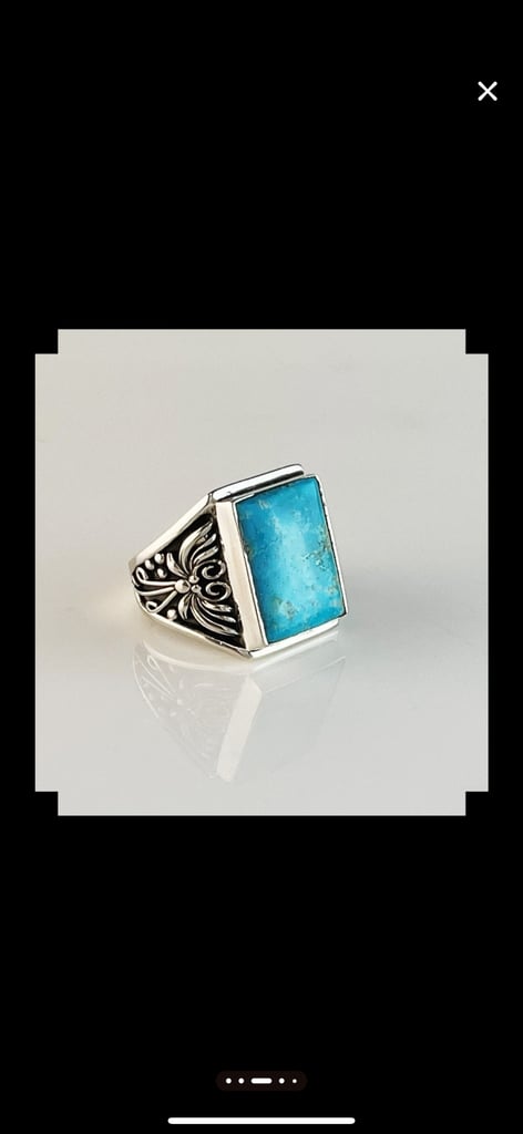 Handcrafted Blue Ridge Turquoise Stone & Sterling Silver Ring,Size W/11.25,NEW