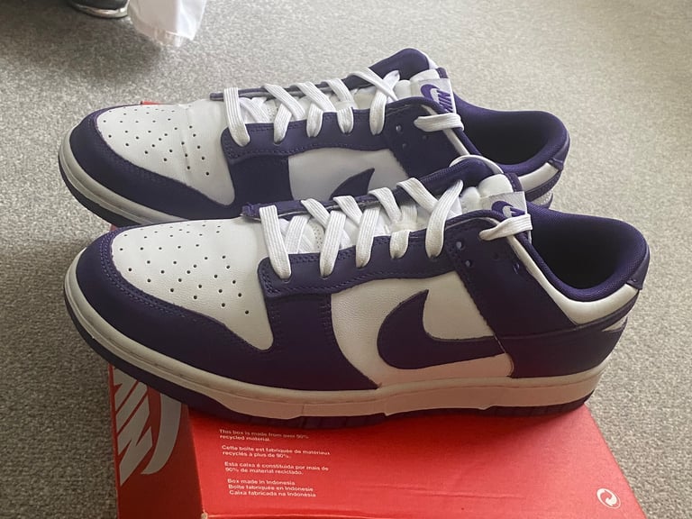  Nike Dunk Low Retro Shoes/Trainers,9(UK),White/Court Purple,New with Box