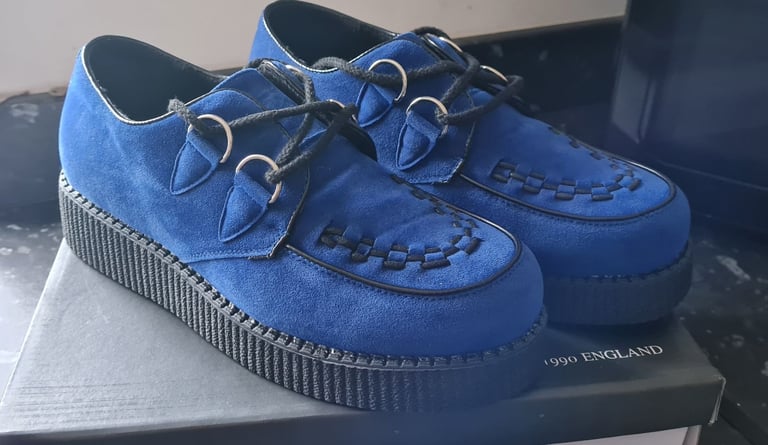 image for Mens Blue Faux Suede Shoes Brothel Creepers Size 10