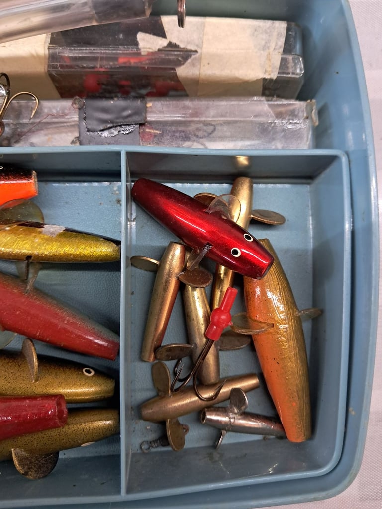 Trout and Salmon fishing reels fly 2 boxes and box of lures