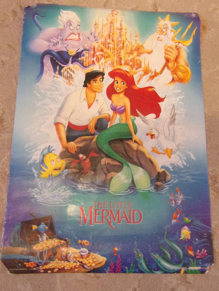 Disney the little mermaid 1990's vintage poster 23.5" X 16.5"