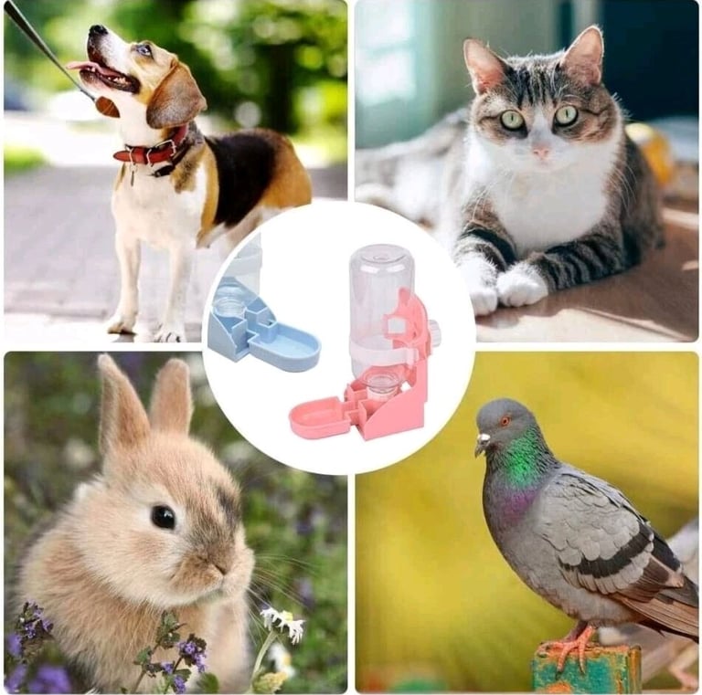 Suspended Water Dispenser Bottle 500ml for Small Animals Pets Portable - Blue