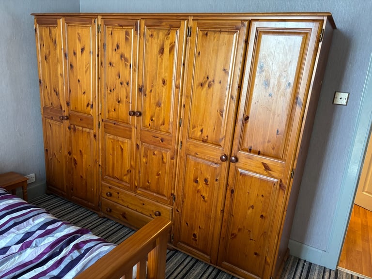 Solid pine wardrobes and chest of drawers 