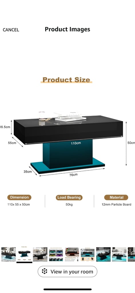 Modern Black Coffee Table 