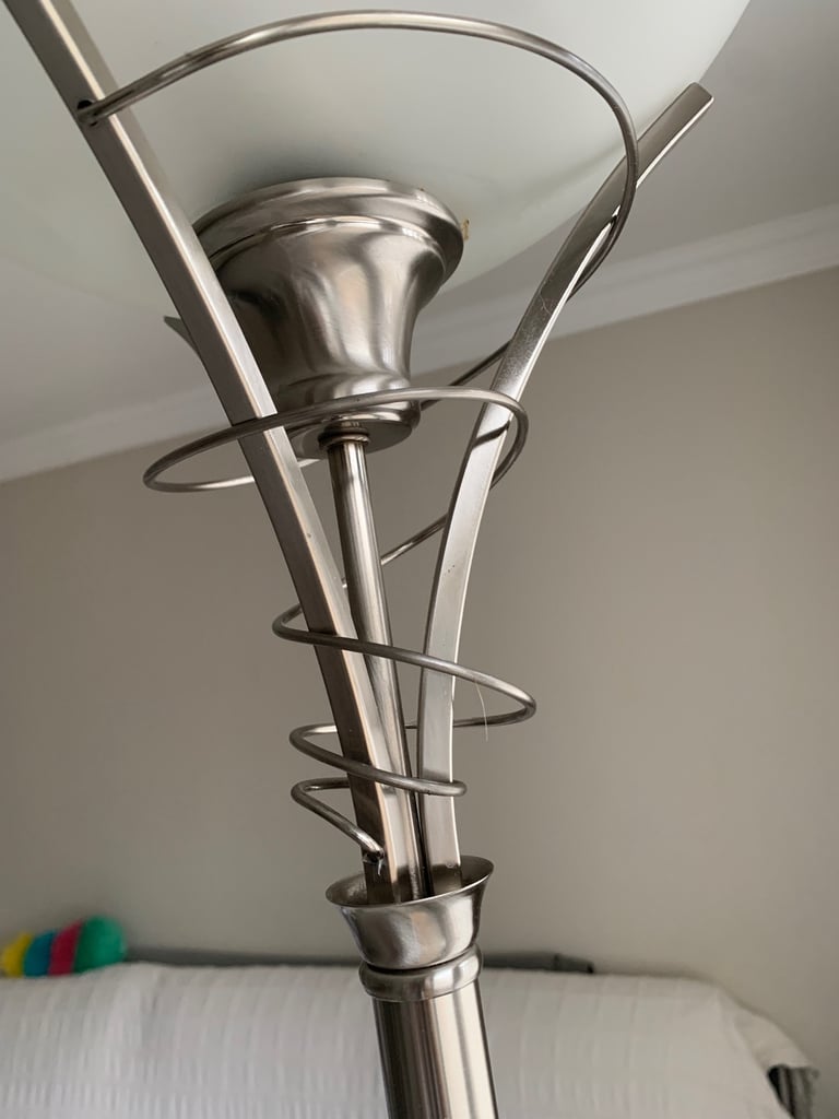 image for Tall chrome lamp with frosted glass shade 
