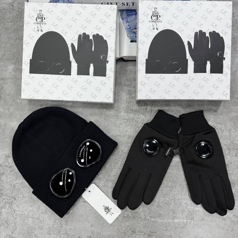 image for C.P. Company Hat And Glove Set - Black 