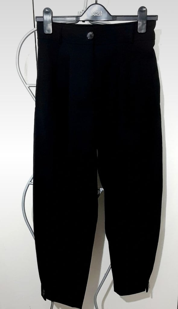 image for Zara Womens high waist pleats trousers, buttons at bottom. Eur XS W28-30" L26"