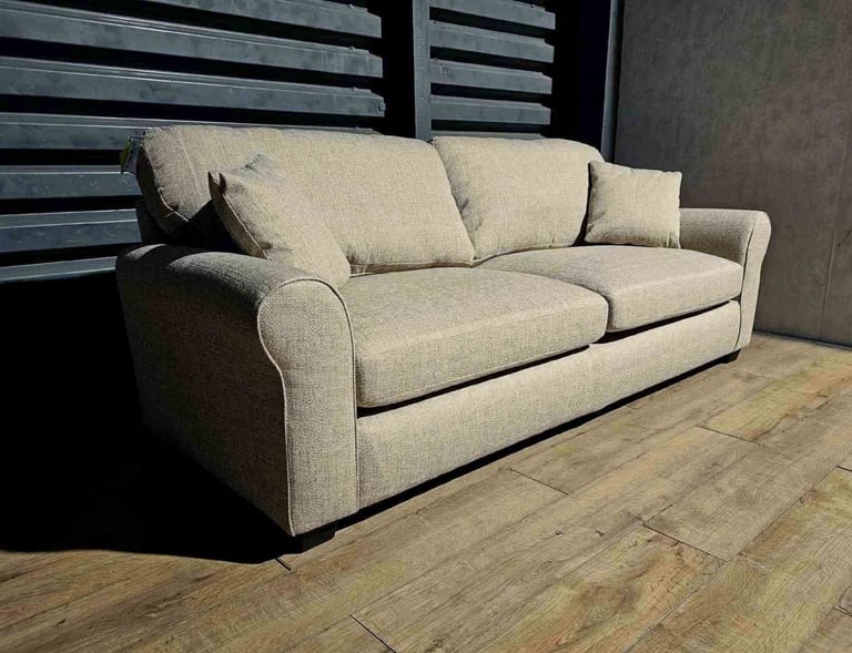 Hardly Used Fabric 4 Seater Sofa- Stone.