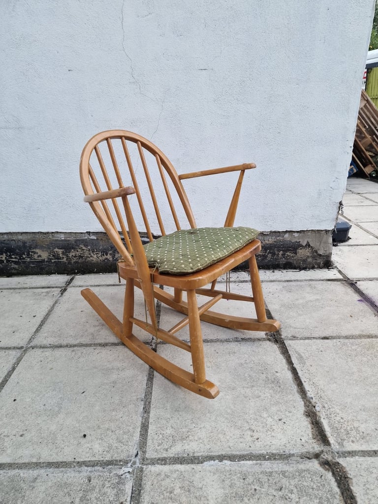 Small Size Ercol Rocking Chair With Original Cushion 