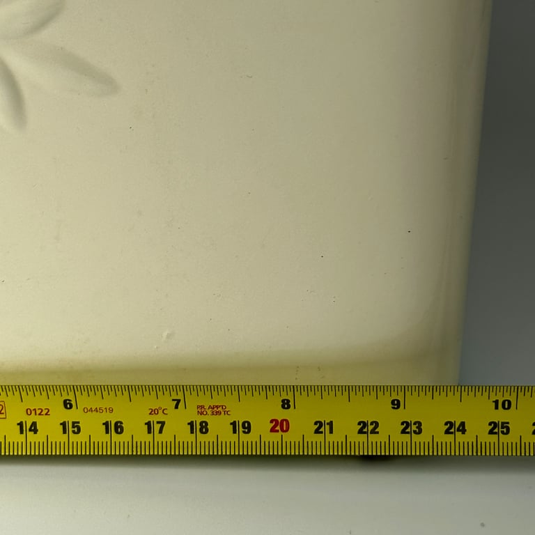 Retro Food Storage Tin Container Cream Painted Embossed Flower Metal Box & Lid