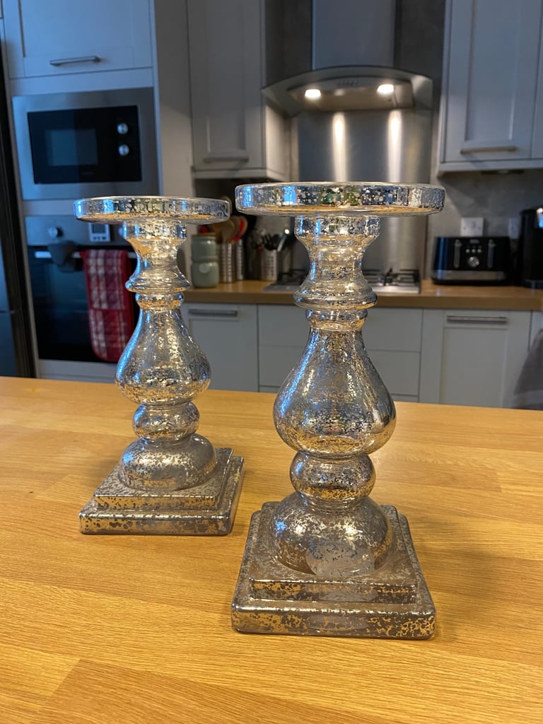 image for Pair of glass sparkly candle holders 