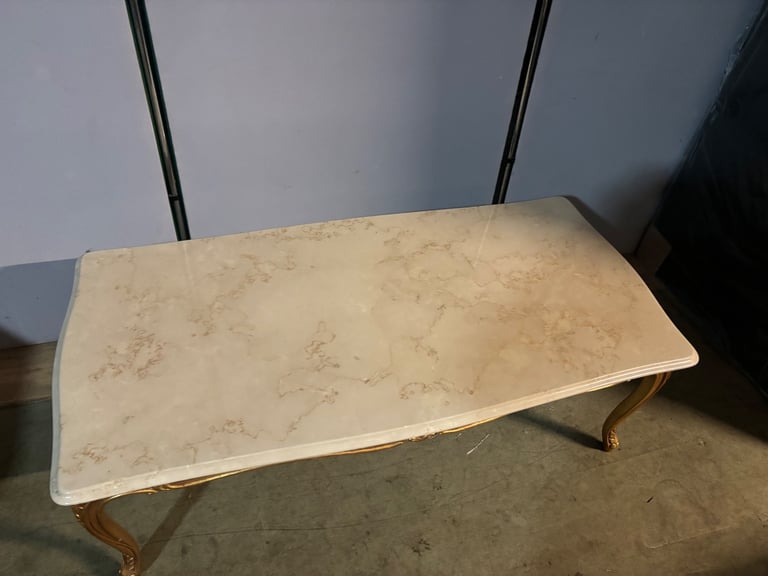 Large marble top gilt frame coffee table 