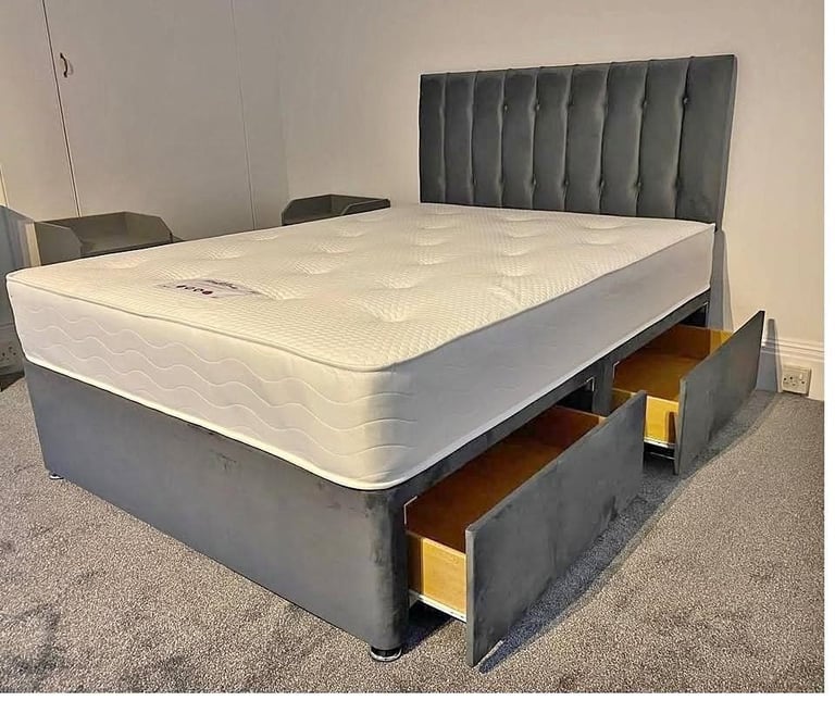 image for DIVAN 5FT King Size Divan Bed Base >> Mattress + Storage Drawers >> Flat 20% Off >> COD Available