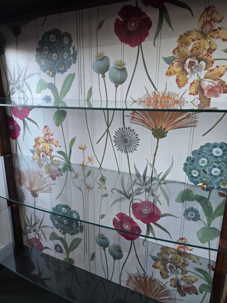 REFURBISHED  XL Antique Drinks Cabinet Cocktail Display Glass Wildflowers - Possible Local Delivery