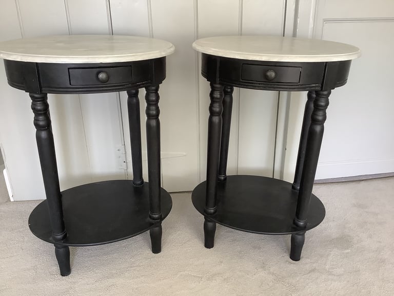 image for Pair of tall bedside tables . 