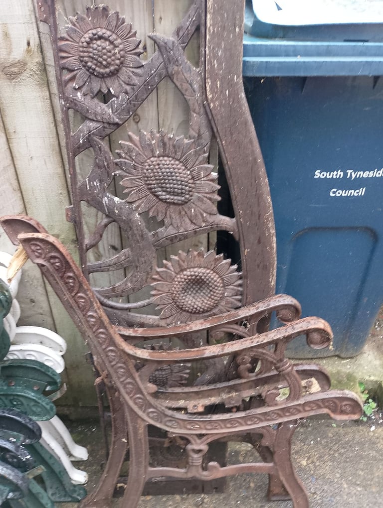 image for Vintage cast iron garden bench set