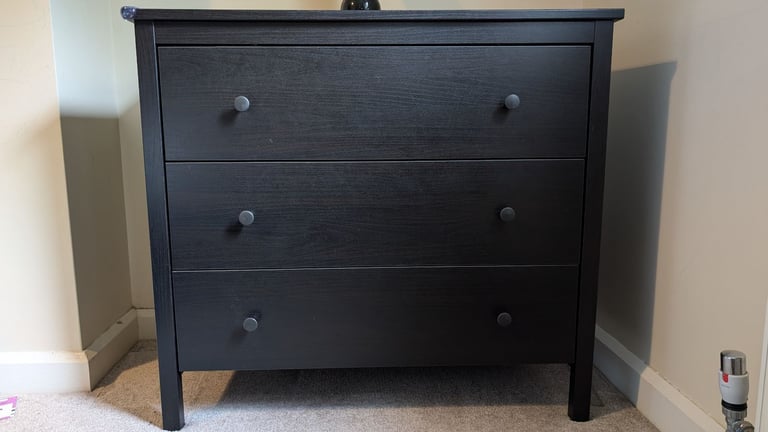 Ikea Chest Drawer, KOPPANG Chest of 3 drawers, Black, 90x83 cm
