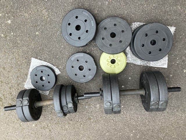 Barbell + Dumbbell + Pull up dip frame 