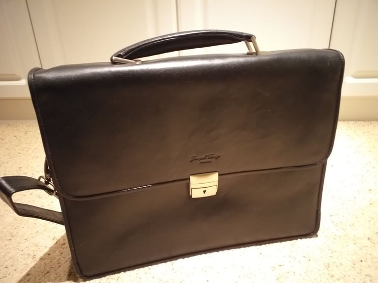 image for Black leather brief case by Joseph Verity, London