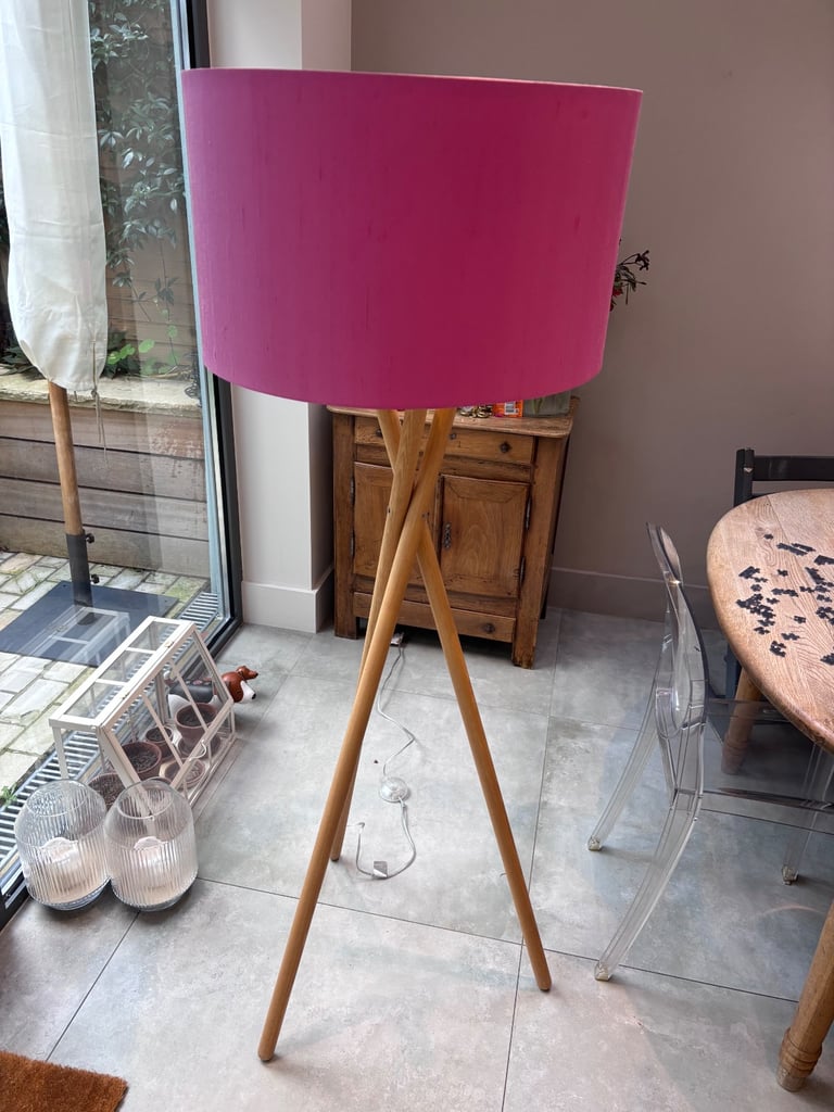 image for Habitat floor lamp with pink shade