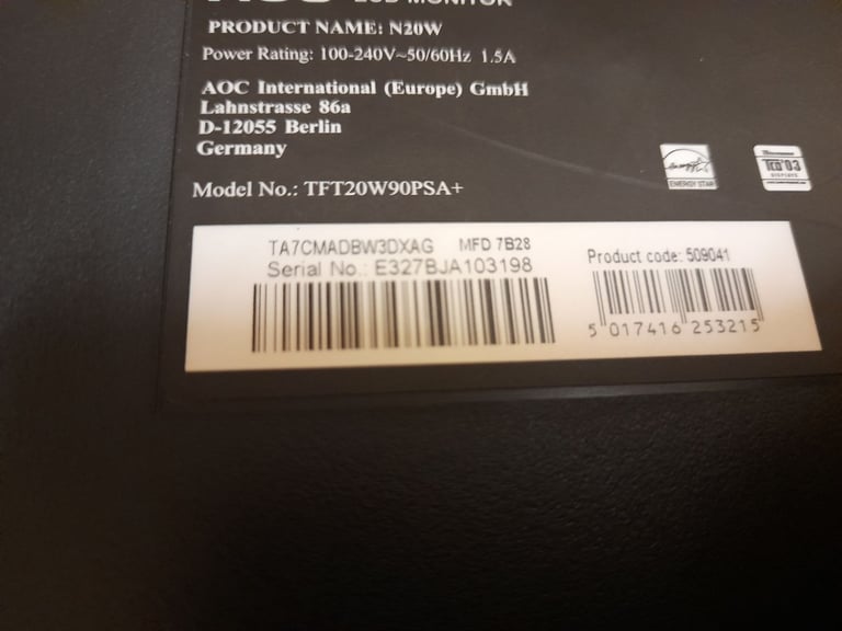 AOC lcd monitor W20W