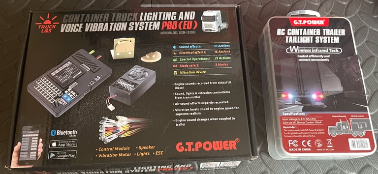 brand new GT POWER 1/14th SCALE TAMIYA TRUCK AND TRAILER LIGHT SOUND & VIBRATION SYSTEM.  