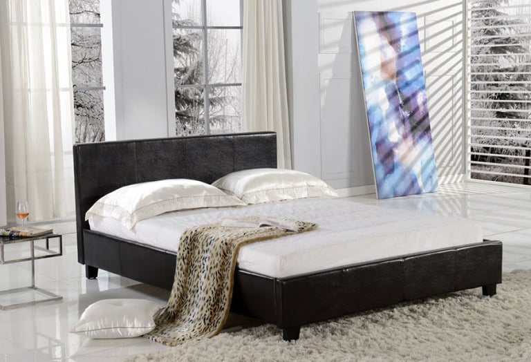DOUBLE LEATHER BED KING SIZE bed And Opt MATTRESS