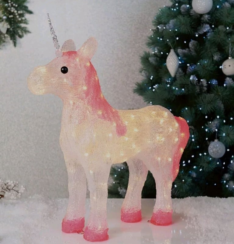 Acrylic Led Light Unicorn Indoor Outdoor Plug In Lamp Xmas Party Deco
