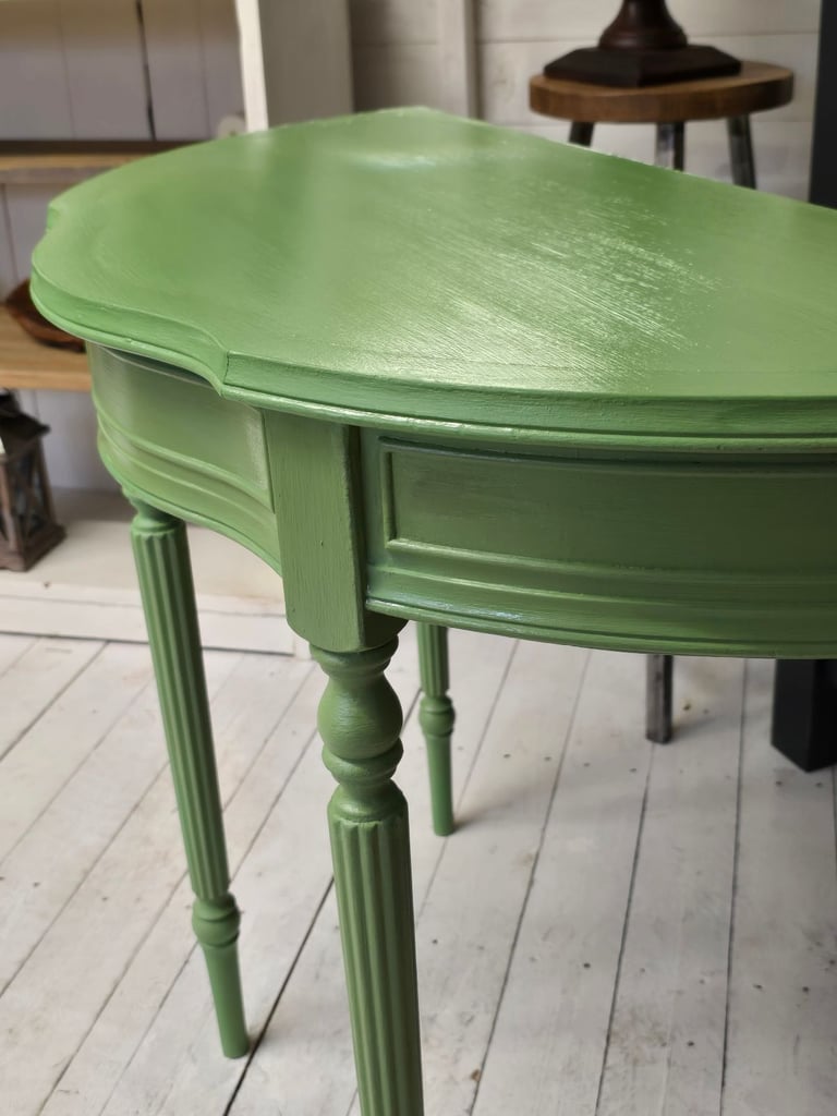 Vintage Half Moon Console Table With Secret Drawer