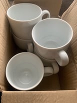 6 Denby cups - white - marks inside 