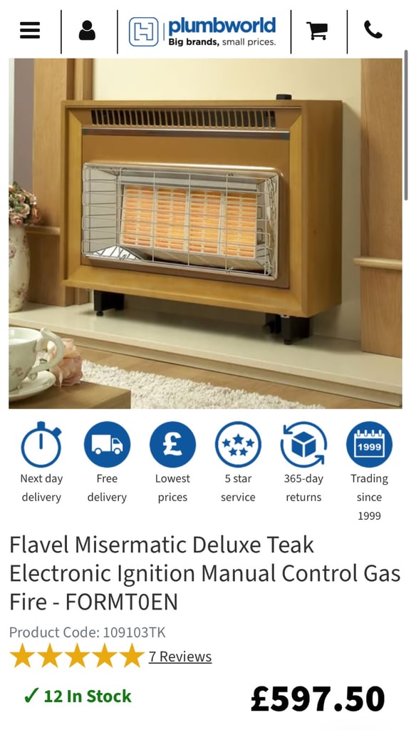 Flavel Misermatic gas fire x 2
