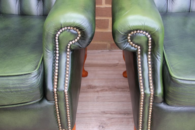 Saxon Chesterfield Armchairs + Footstool (UK Delivery)