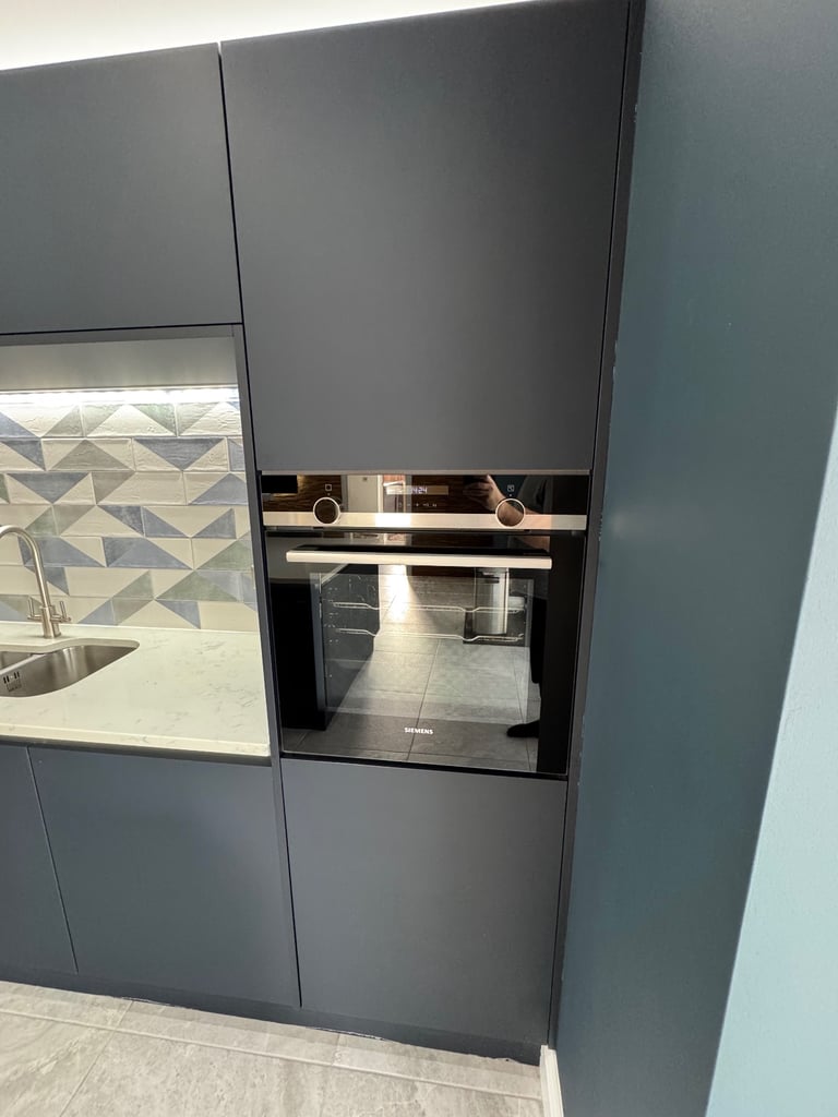 Large Matt Navy Kitchen Units + Appliances