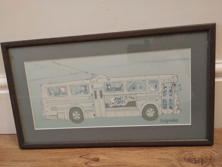 image for Kozyndan contemporary artists Japanese trolley bus print. Vgc.