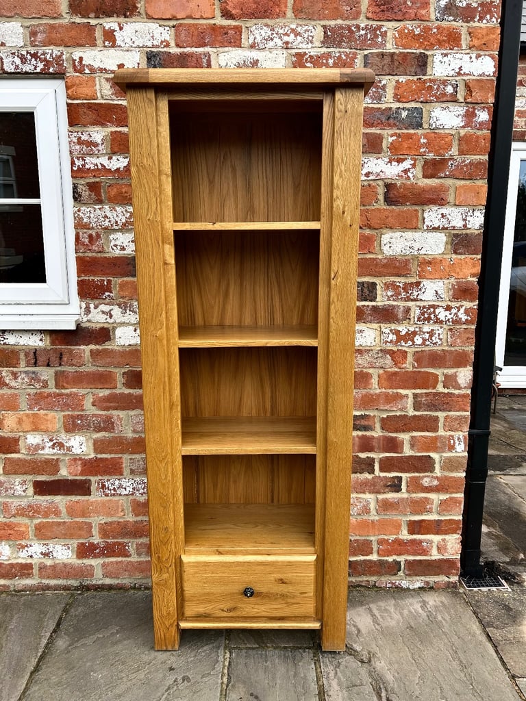 Rustic Solid Oak Tall Bookcase - Great Condition 