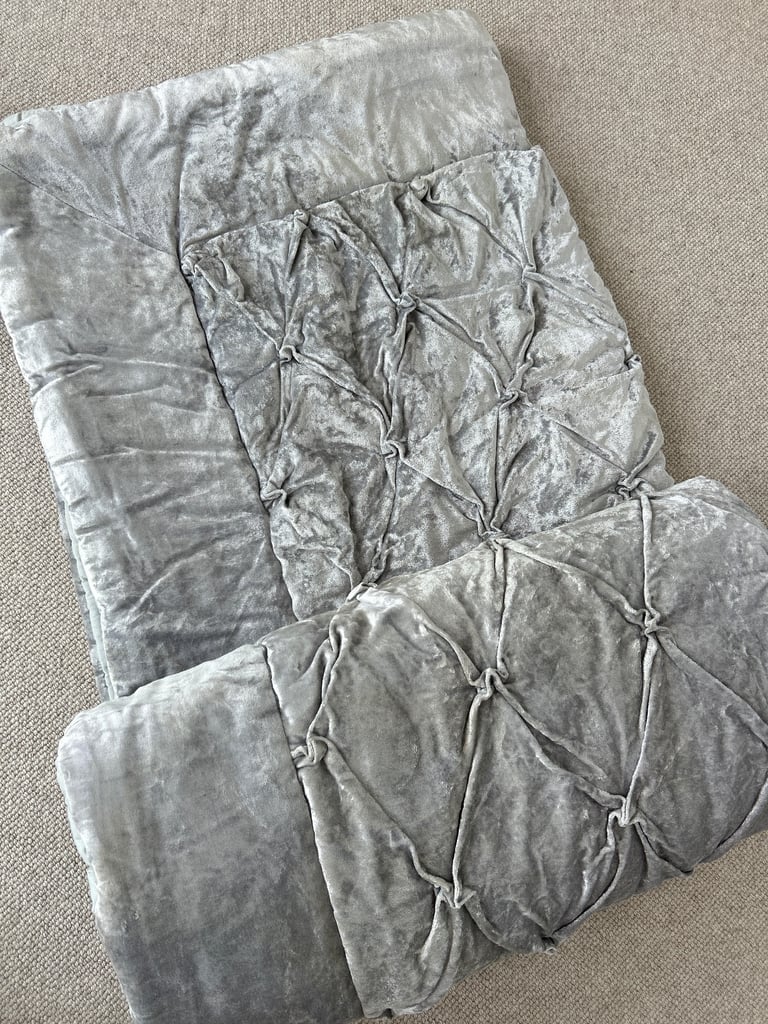 M&S silver grey velvet throw for double bed