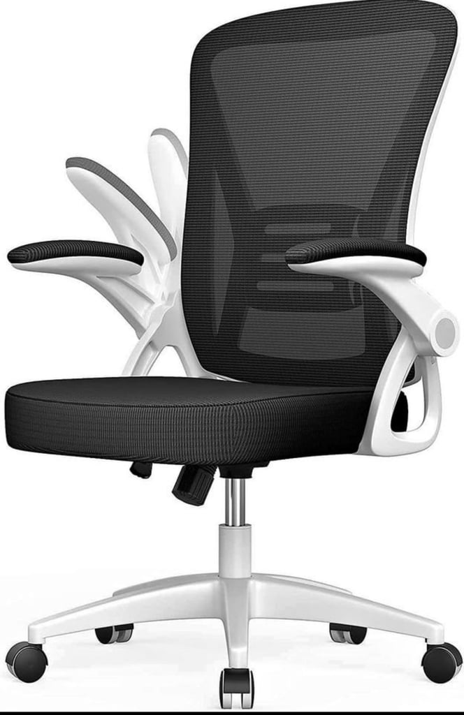 Office Chair, Mid Back Ergonomic Desk Chair with Flip-up Armrest, 