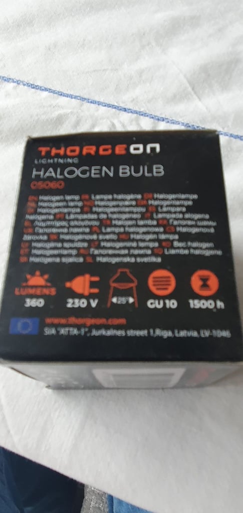 5 x Thorgeon Lightning Halogen Bulbs 05060 360 Lumens 50W 230V GU10 1500hours