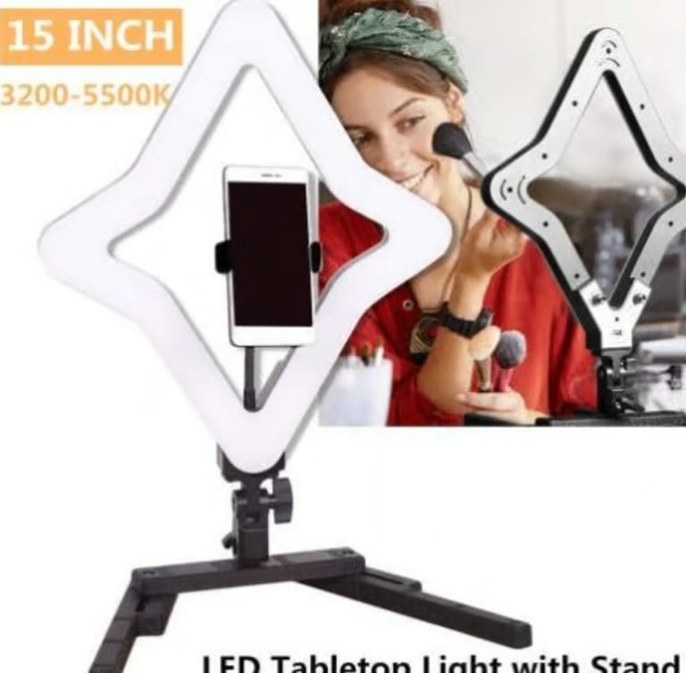 NEW 15 INCH Table Top Star Ring Light New with carry case