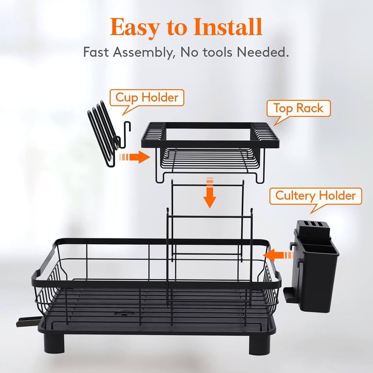 Lifewit Dish Drying Rack for Kitchen Counter, 2-Tier Stainless Steel Dish Drainer