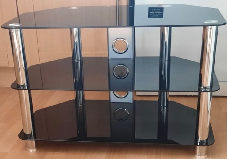 image for Black and chrome dismantled tv stand 