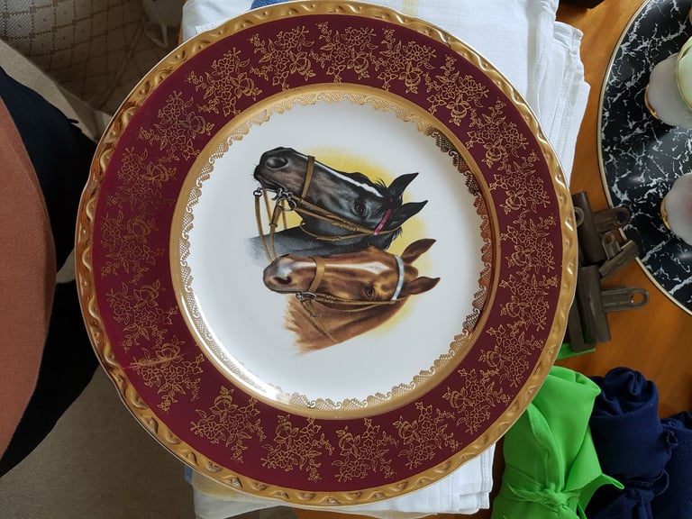 Vintage display plates of horses