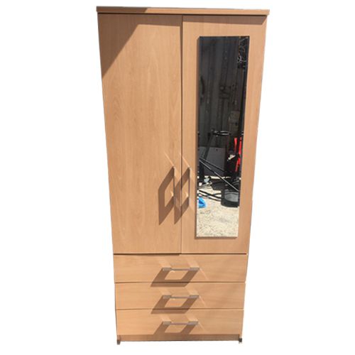 2 Door 3 Drawer Mirror Wardrobe - Oak