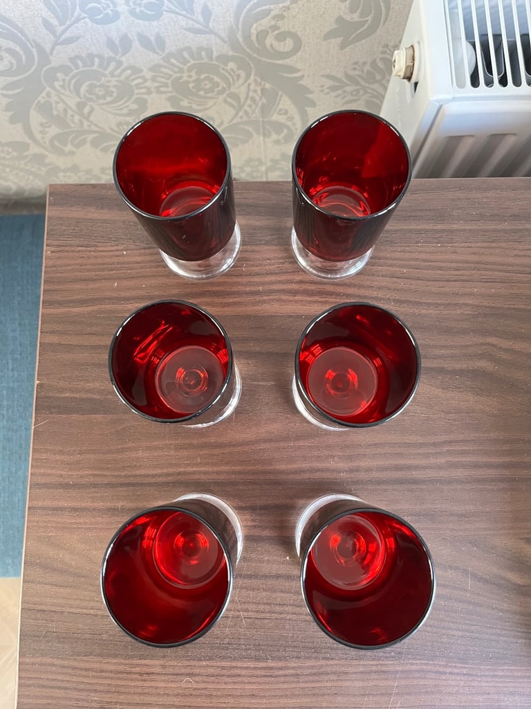 Red small drinking glasses