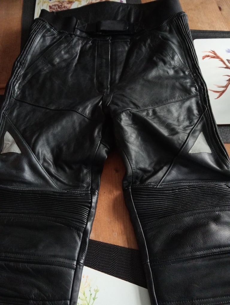 image for LADIES LEATHER BIKER TROUSERS SIZE 16