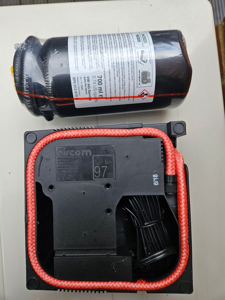 New GENUINE VW / AUDI SEAT AIRCOM TYRE Inflator REPAIR Kit Air Compressor + SEALANT
